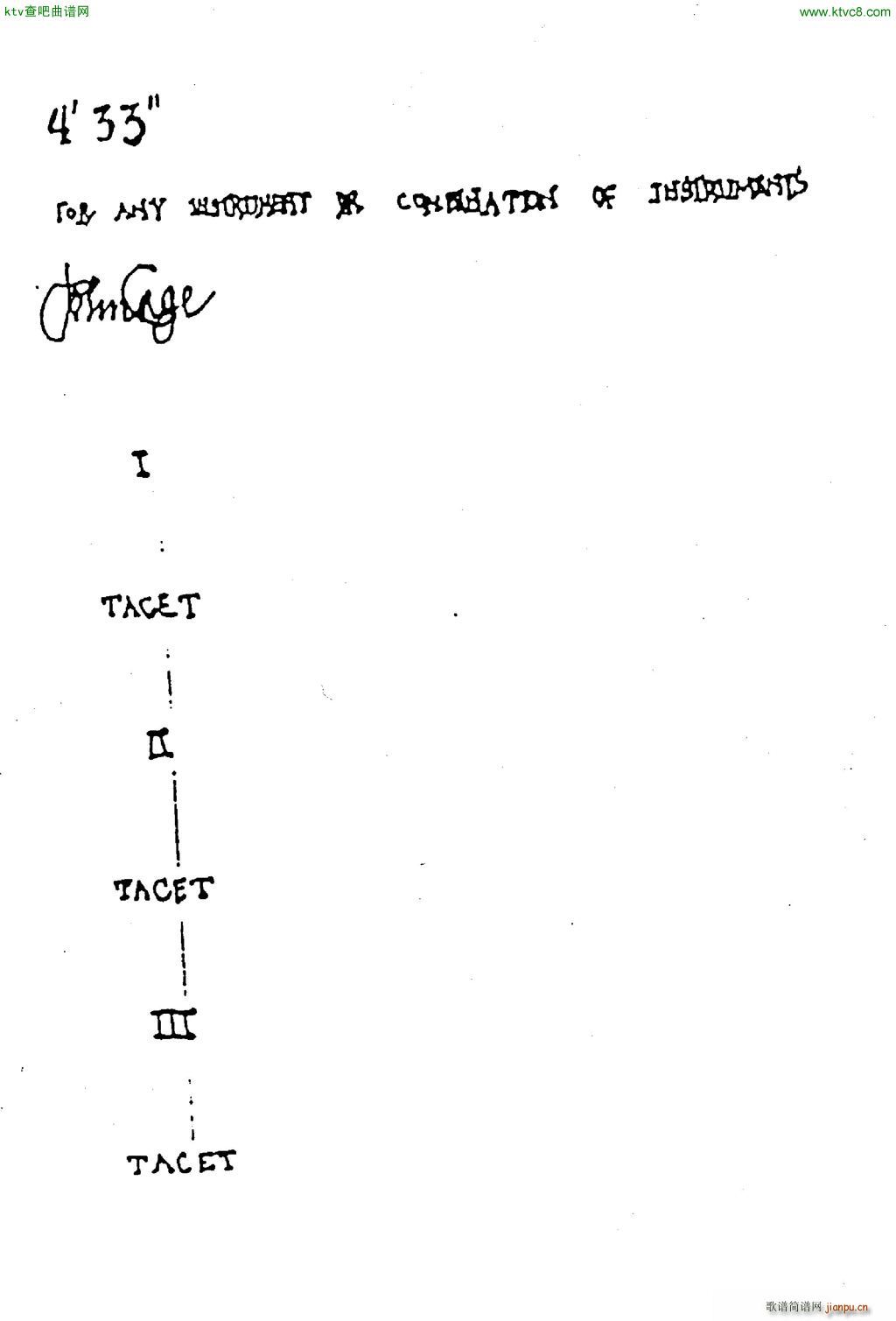 John Cage 4 33 in his own hand()1