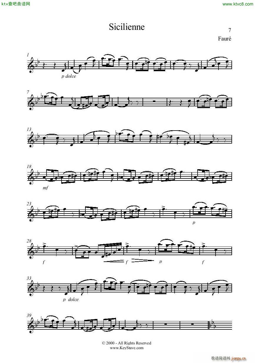 Gabriel Faur 1845 1924 Sicilienne Flute Piano()7