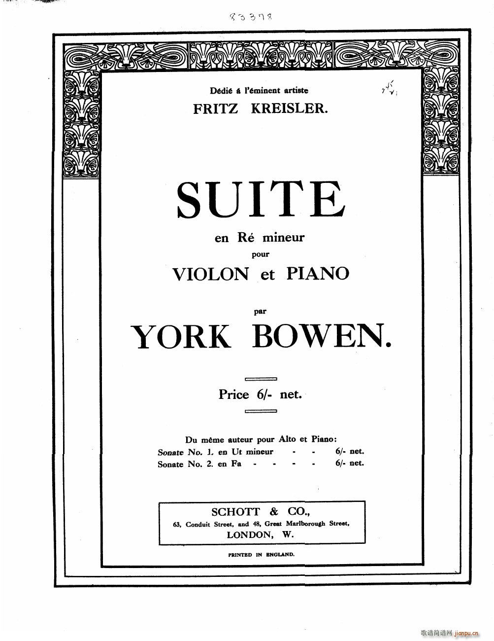 Bowen Suite for violin and piano violin part()1