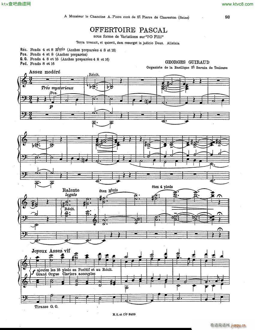 Guiraud Georges Offertoire Pascal organ()1