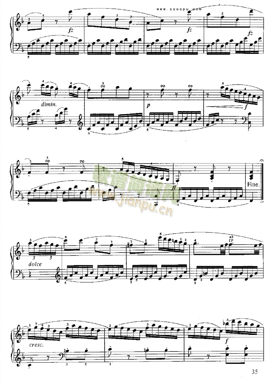 小奏鸣曲(op.36 no.4) 键盘类 钢琴 歌谱简谱网图片