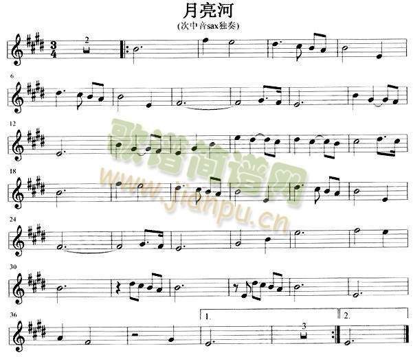 月亮河 歌谱简谱网