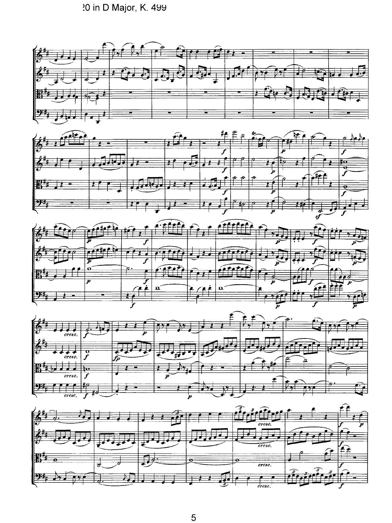 Mozart Quartet No 20 in D Major K 499()5
