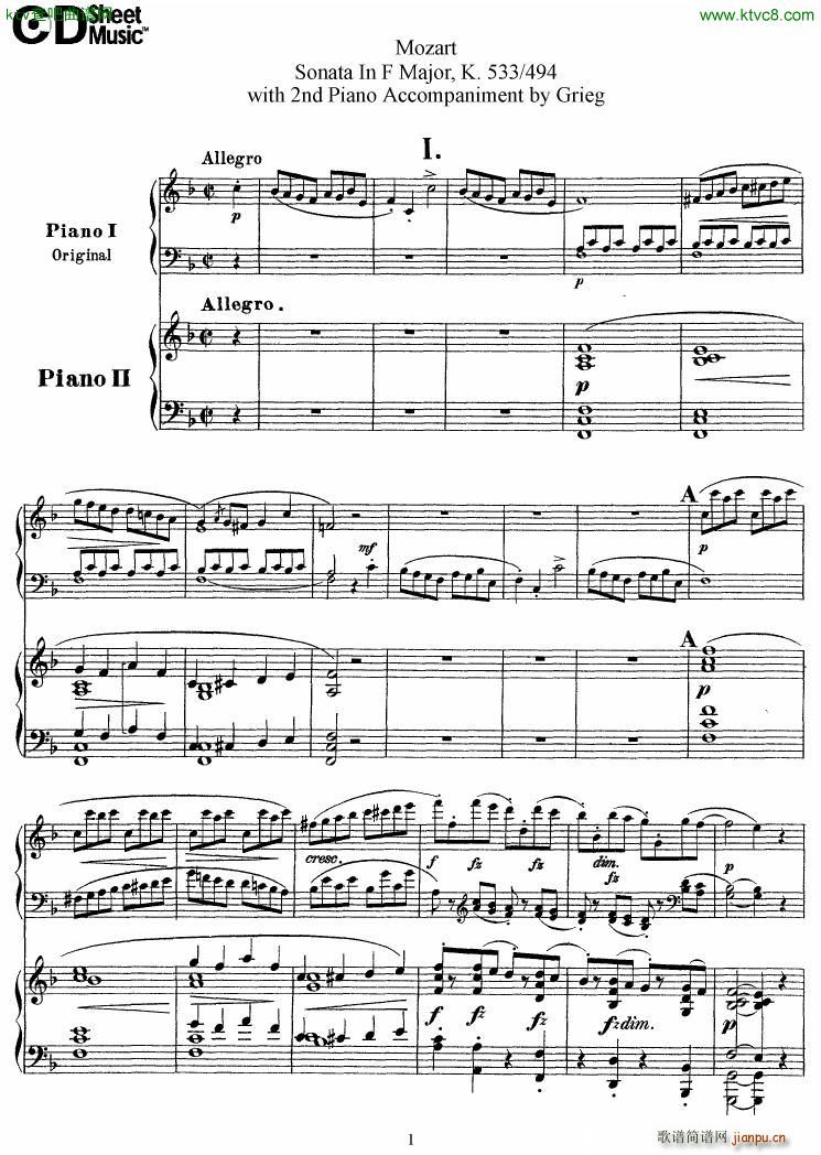 Grieg Sonata K 533 Mozart 2nd Piano Grieg()1