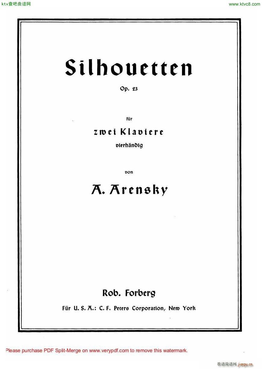 Arensky op 23 Suite No 2 Silhouettes()1