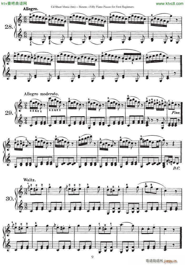 Berens op 70 50 Piano Pieces for Beginners()9