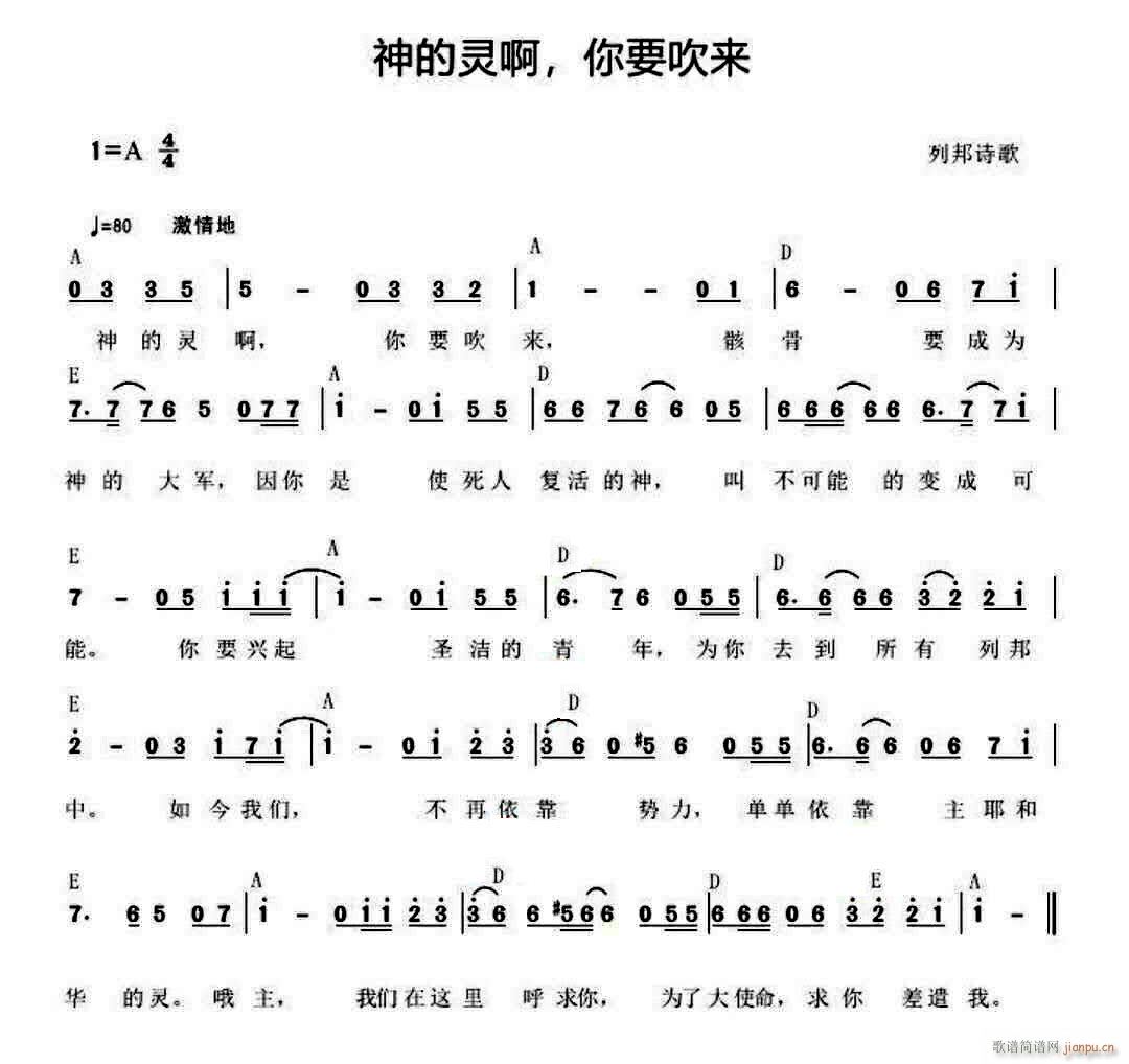 神的灵啊 你要吹来 和弦(十字及以上)1