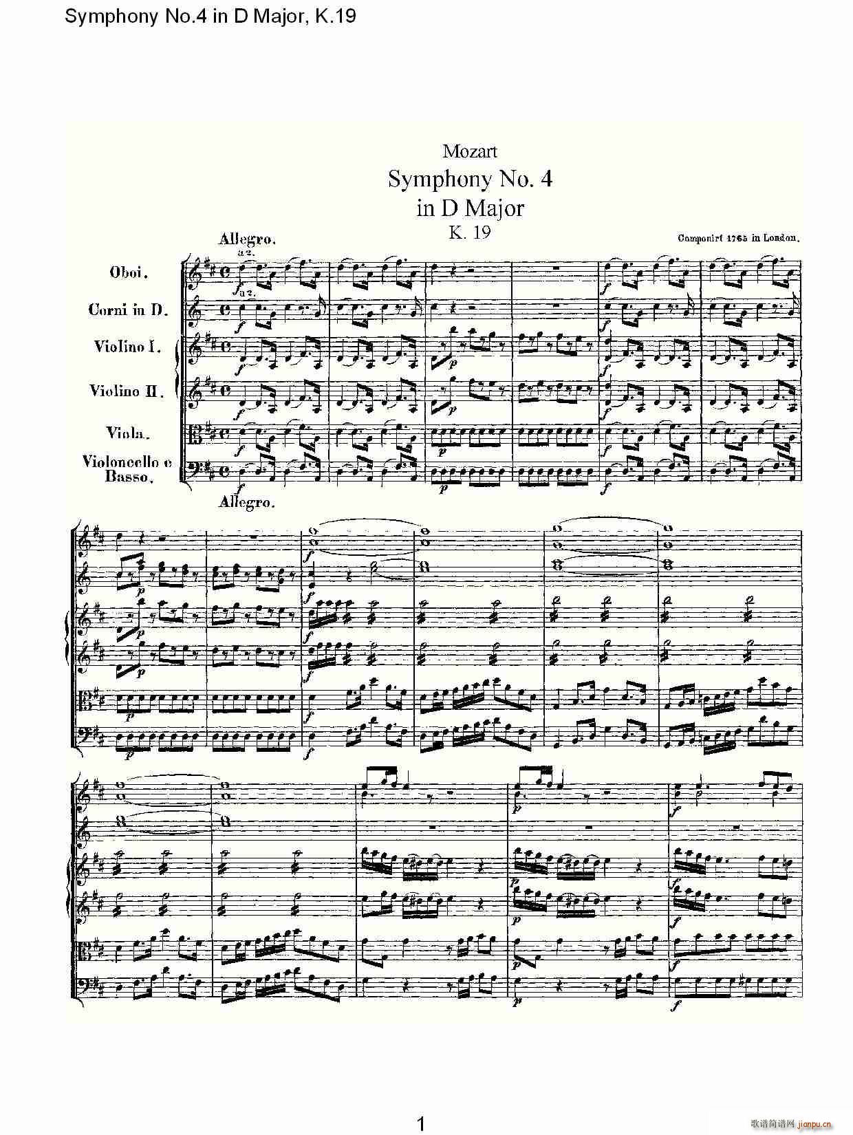 Symphony No.4 in D Major, K.19(ʮּ)1