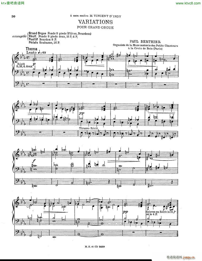 Berthier Paul Variations pour Grand orgue()1