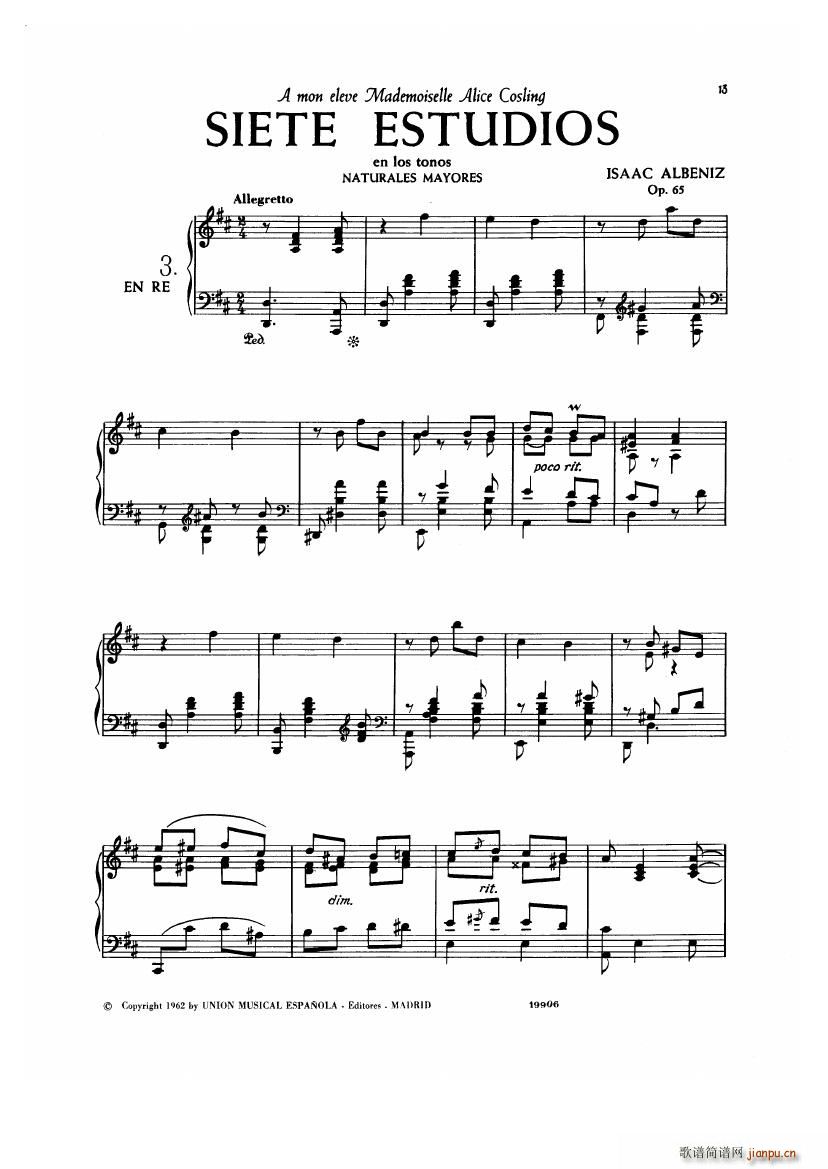 Albeniz op 65 Etudes no 1 7()13