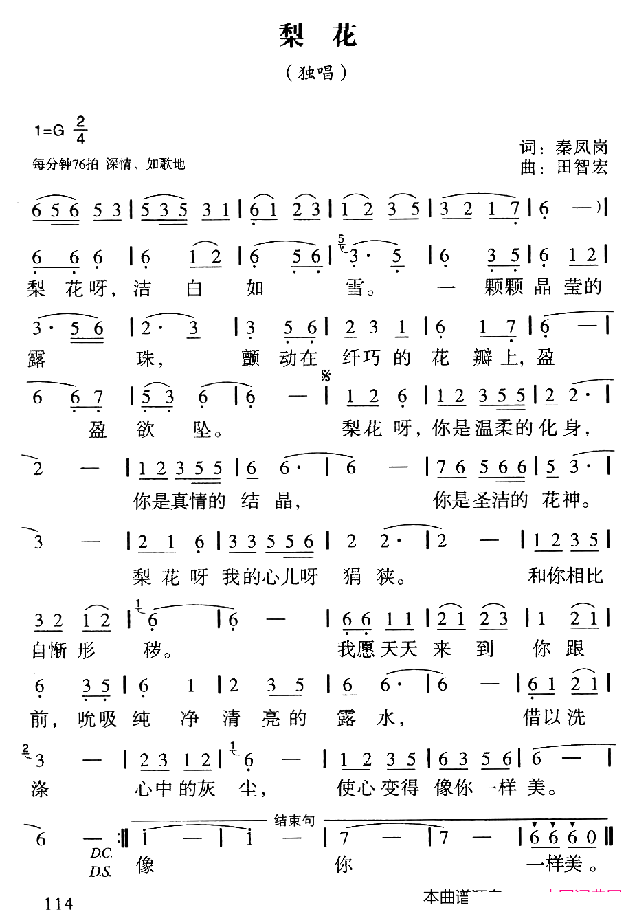 梨花 歌谱简谱网