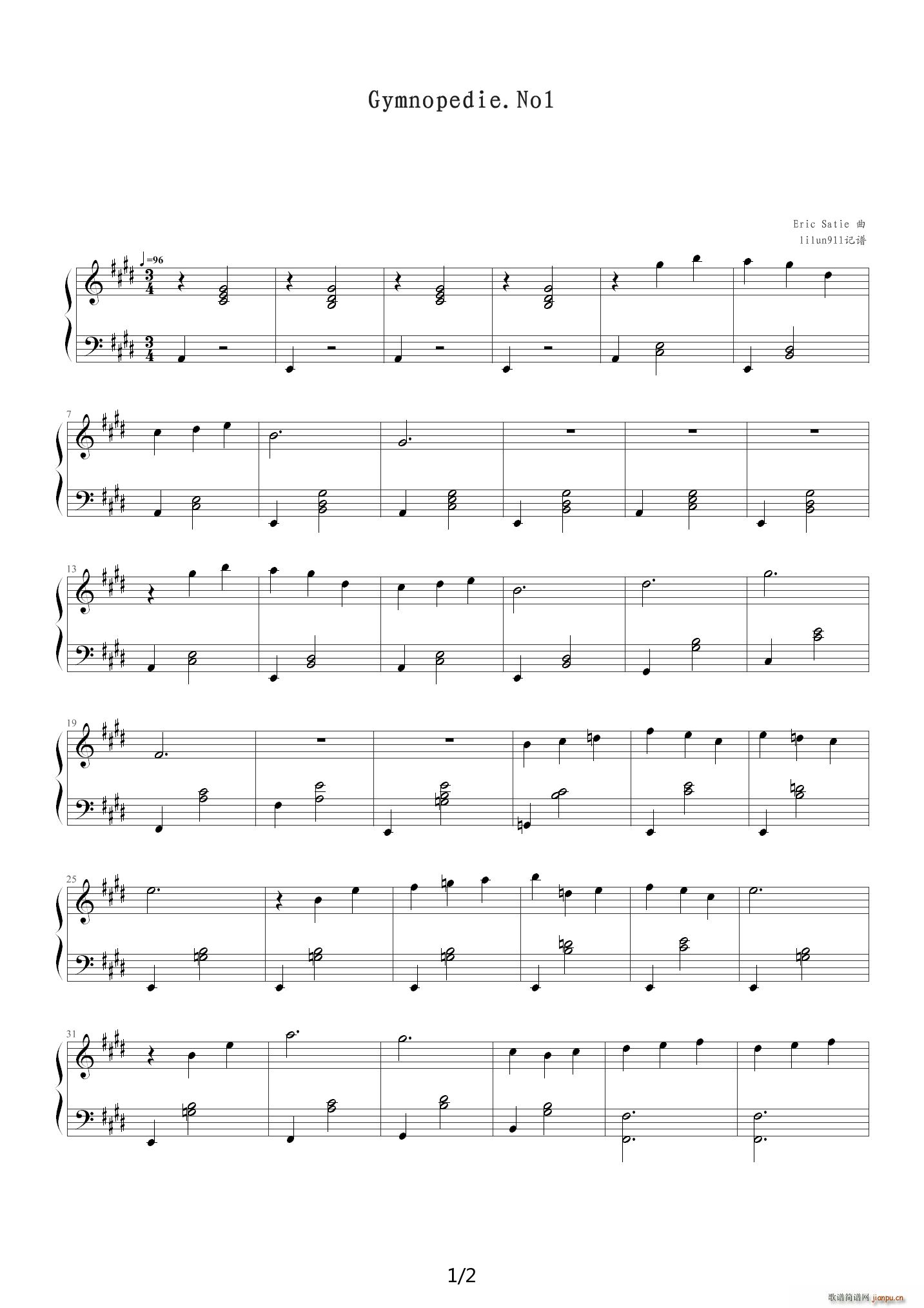 Gymnopedie No1 Satie E()1