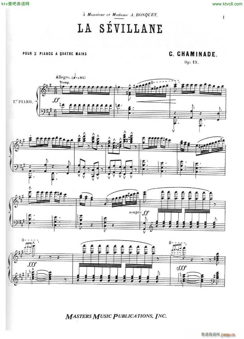 Chaminade Cecil La Sevillane for 2 pianos 4 hands()1