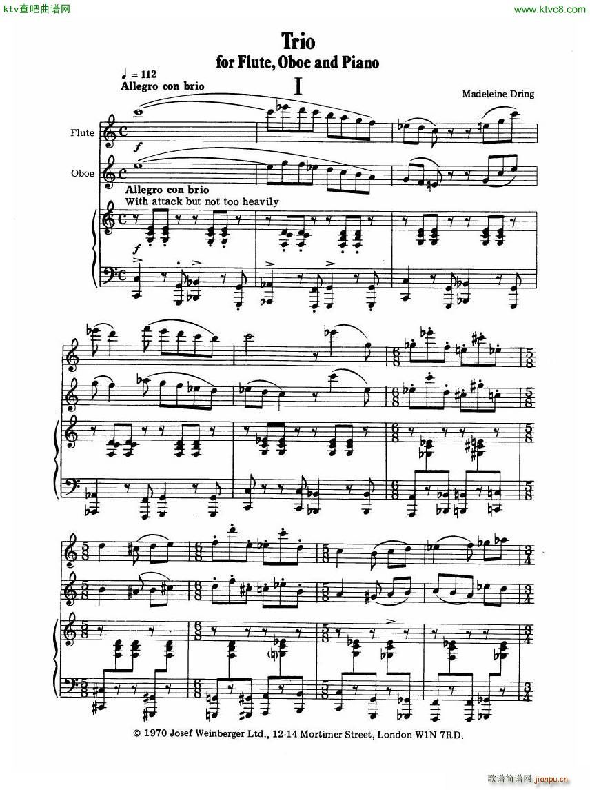 Madeleine Dring Trio For Flute Oboe And Piano()11