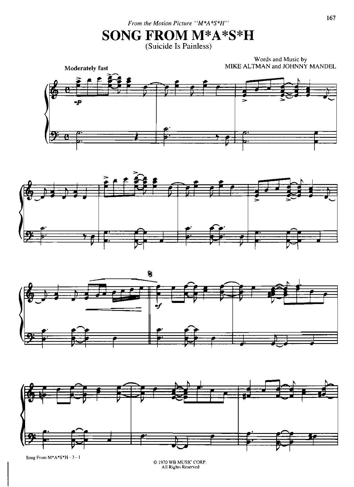 SONG FROM MASH Dan Coates  ()1