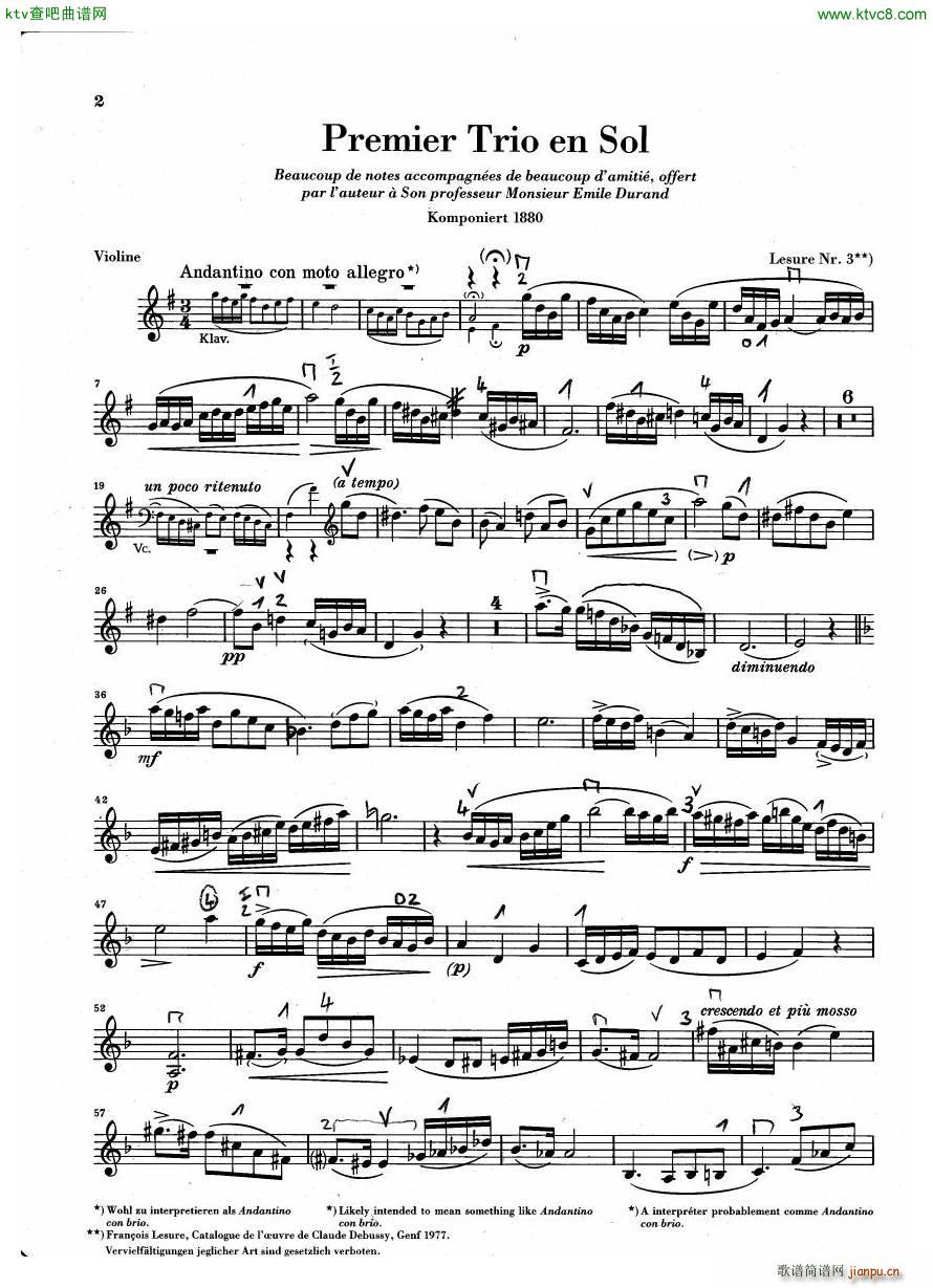 Debussy Piano Trio in G parts()1
