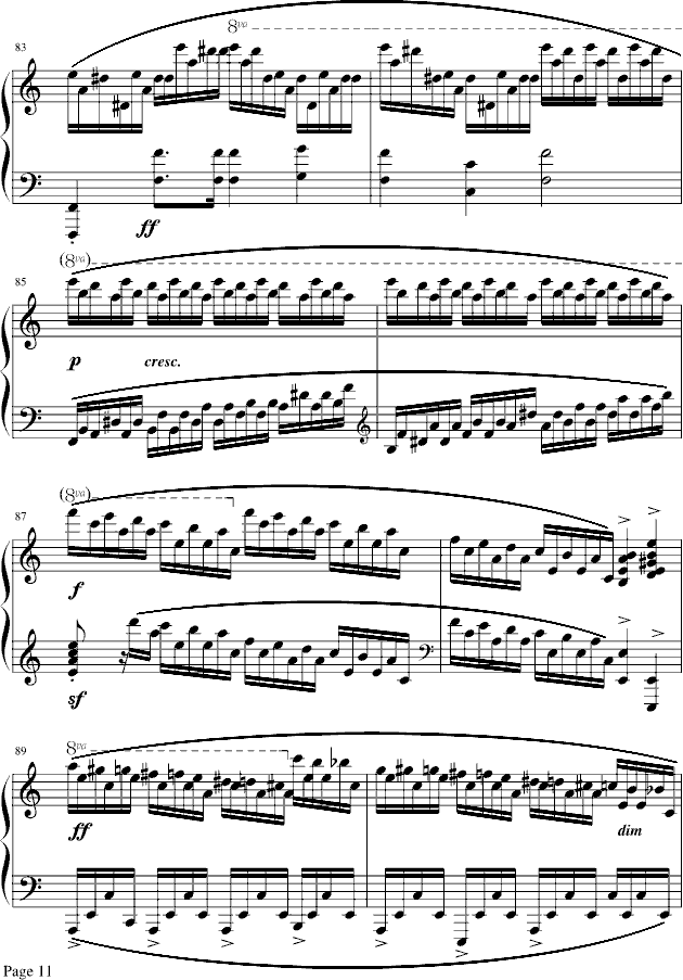 肖邦冬风练习曲钢琴谱钢琴曲肖邦chopin