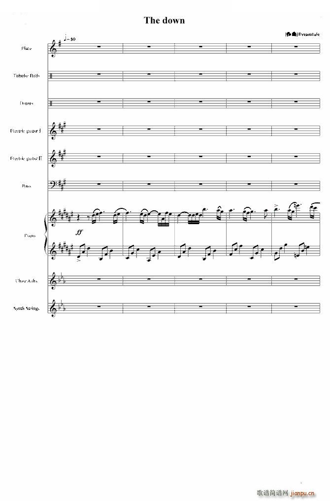 the down简谱,nottheone数字简谱 亡灵序曲(the down) 歌谱简谱网