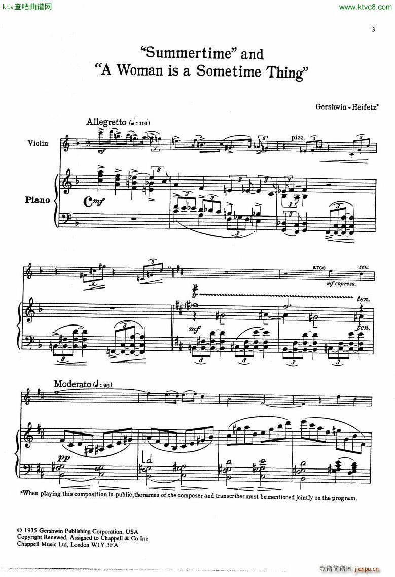 Gershwin Heifetz 4 Pieces from Porgy Bess()1