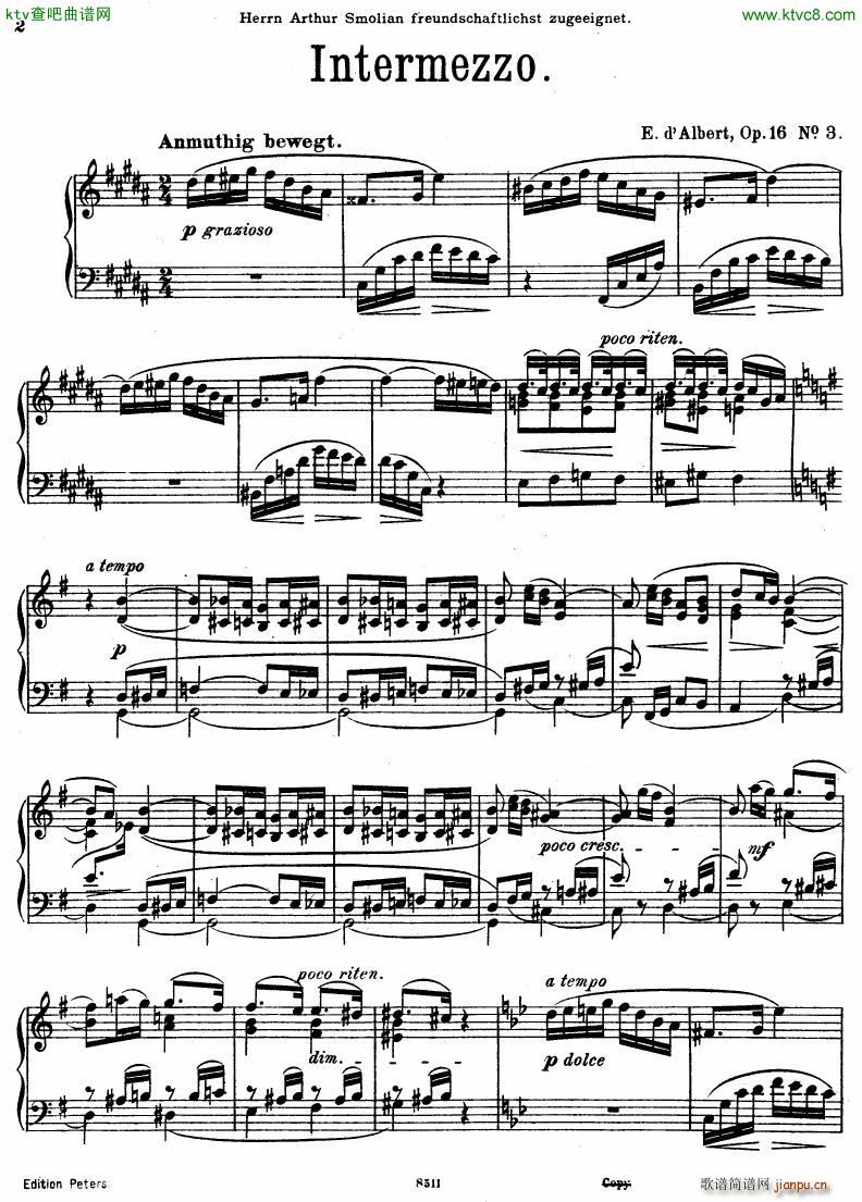 D Albert op 16 no 3 Intermezzo()1
