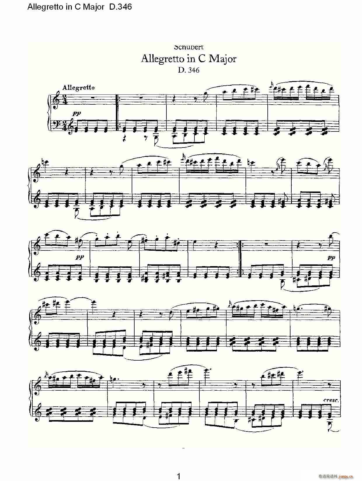 Allegretto in C Major D.346(ʮּ)1