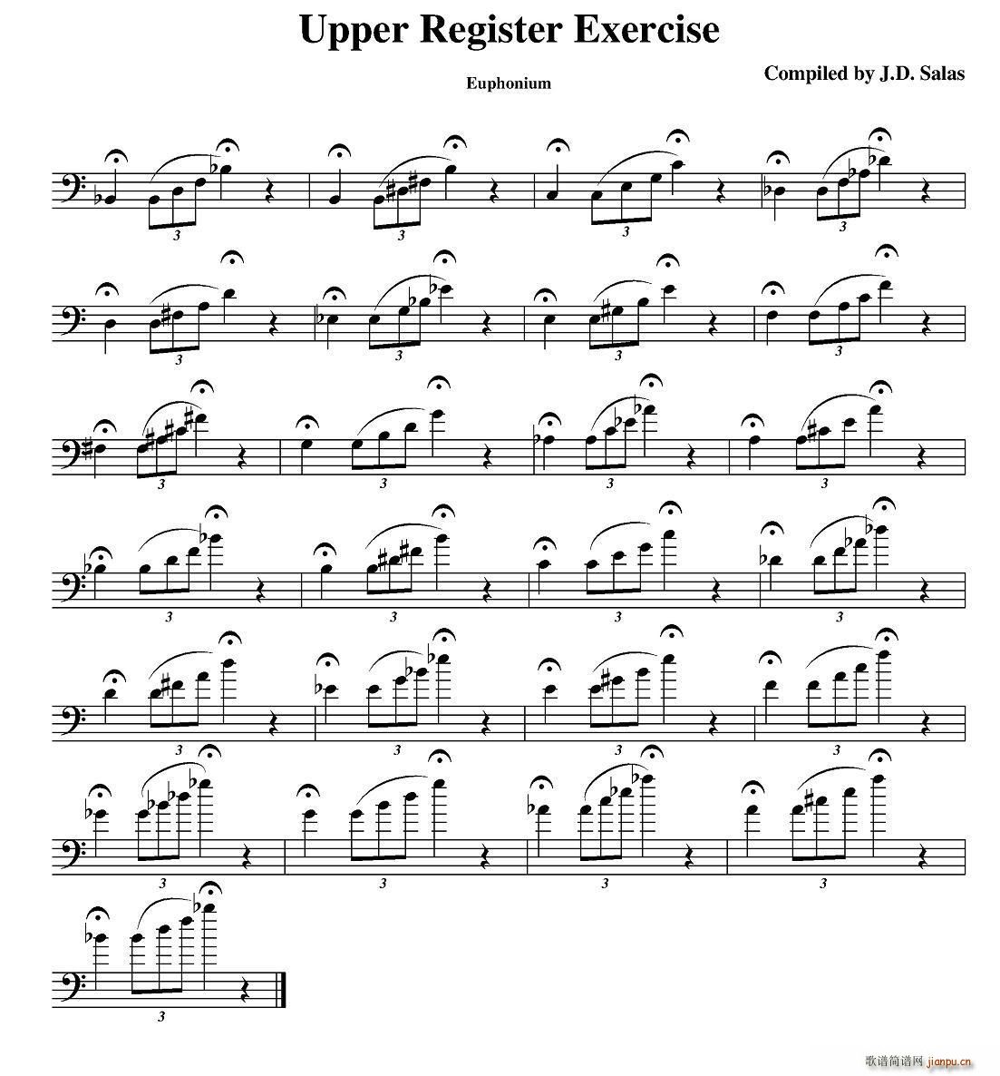 Upper Register Exercise Euphonium（大号练习教材选曲） 歌谱简谱网