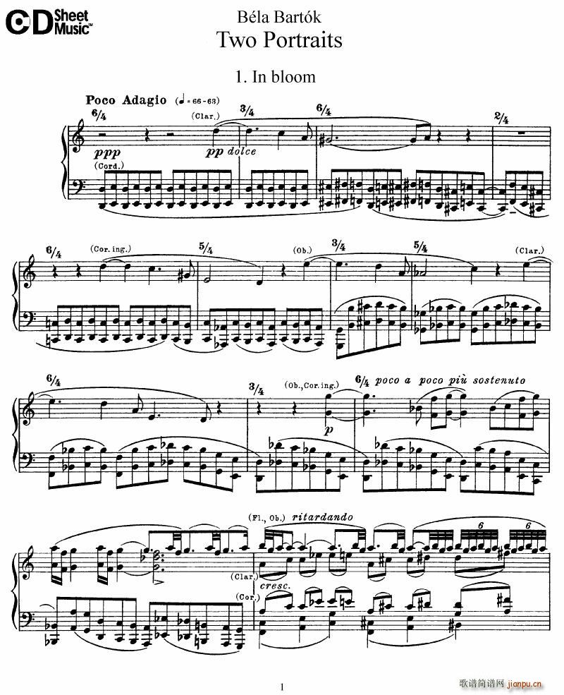 Bartok SZ 37 Two Portraits op 5()1