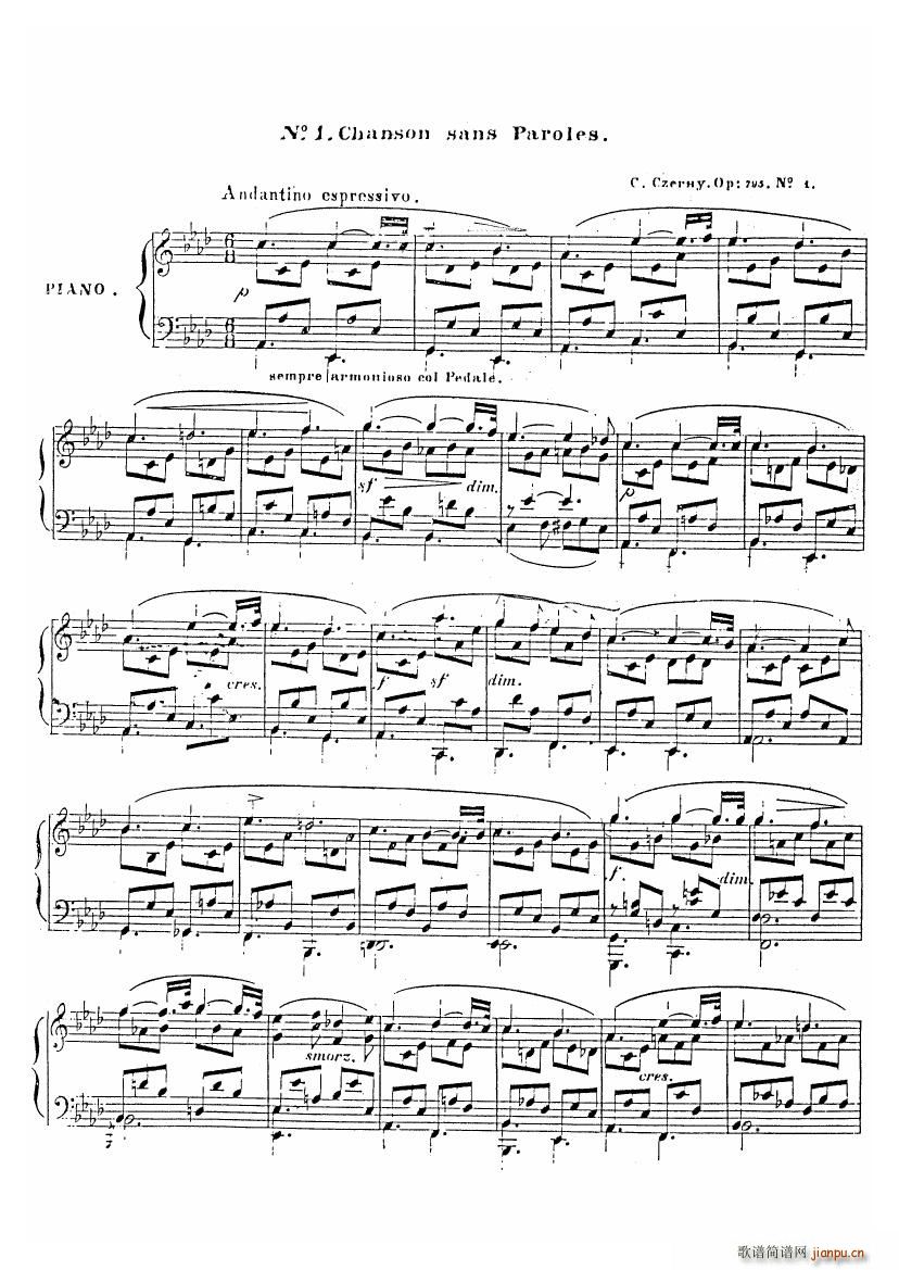 Czerny Chanson sans Paroles Op 795 No 1()1