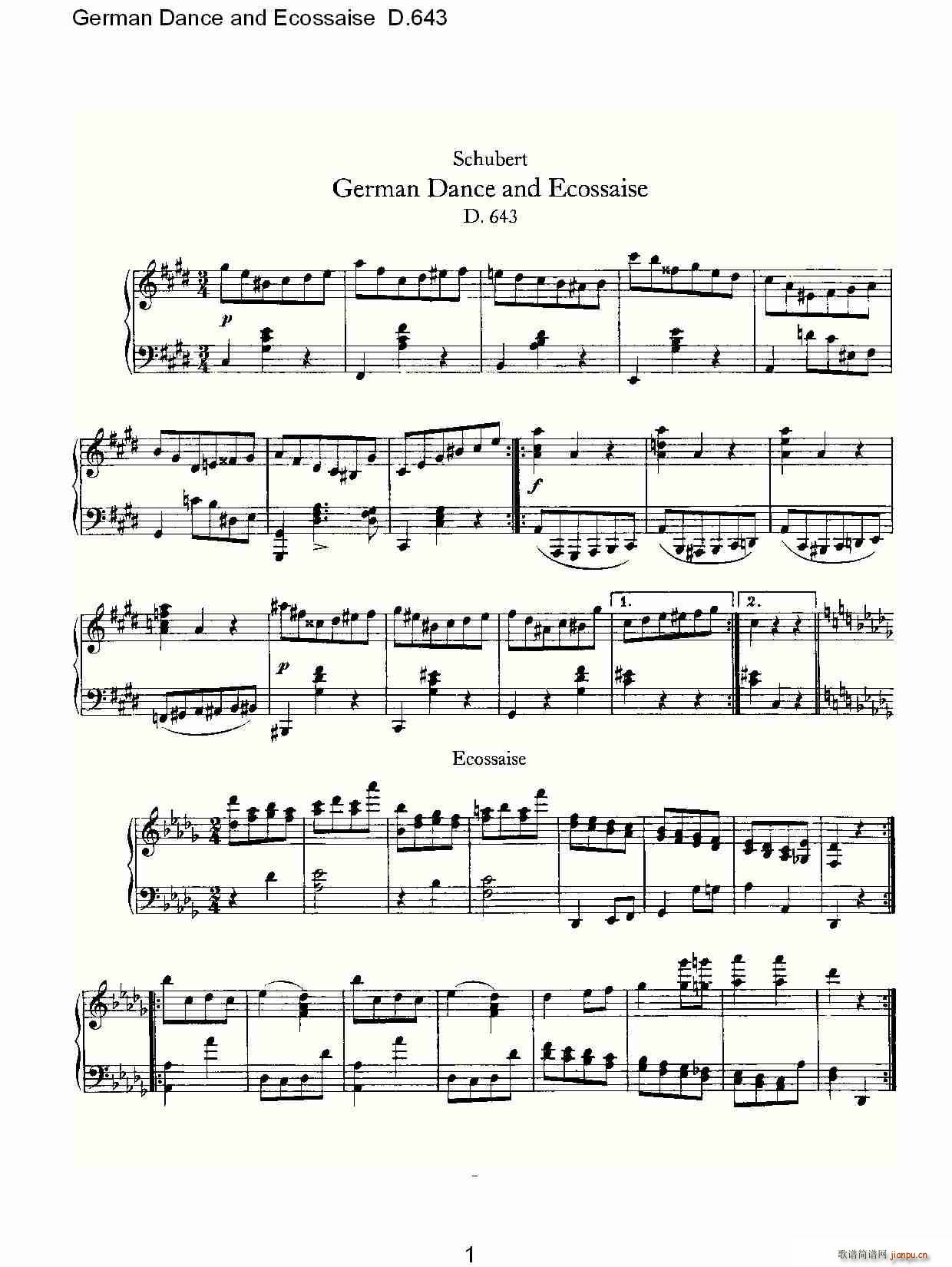 German Dance and Ecossaise D.643(ʮּ)1