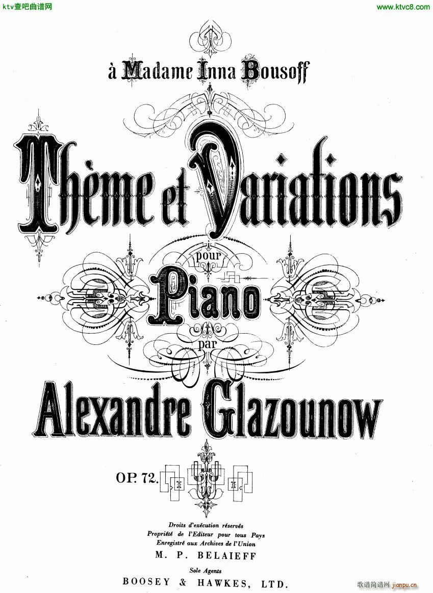 Glazunov Theme et Variations Op 72()1