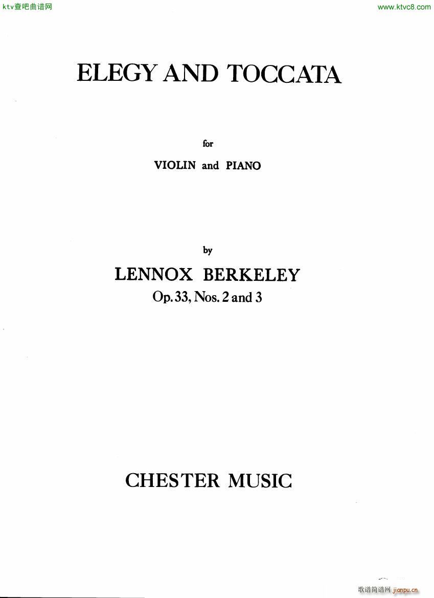 Berkeley Elegy and Toccata Violin and Piano()1