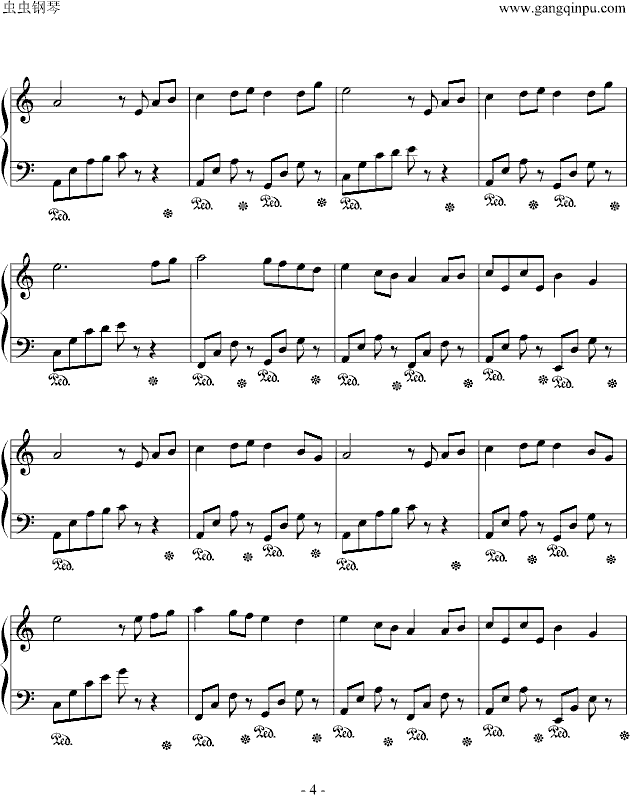 童年简易演奏版-班德瑞钢琴经典作品-钢琴谱(钢琴曲-蛤蟆爱天鹅08