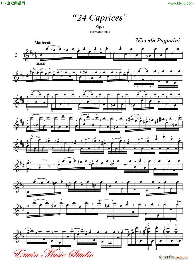 帕格尼尼 24首随想曲 作品 1 no 2