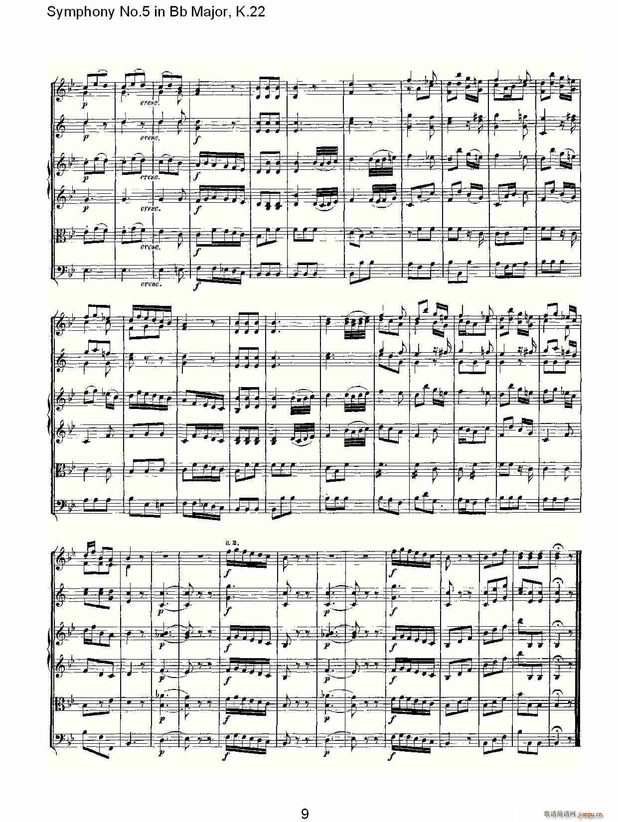 Symphony No.5 in Bb Major, K.22(ʮּ)9