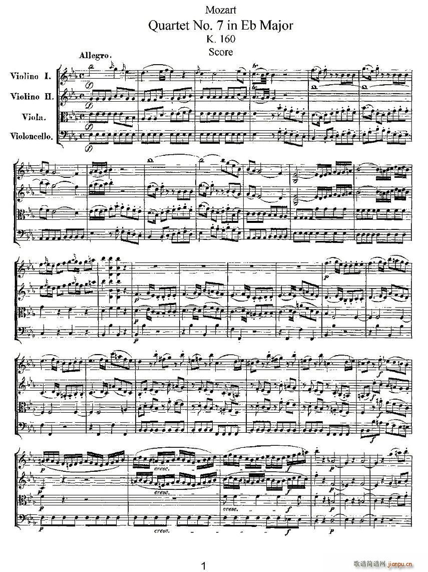 Quartet No 7 in Eb Major K 160 E()1
