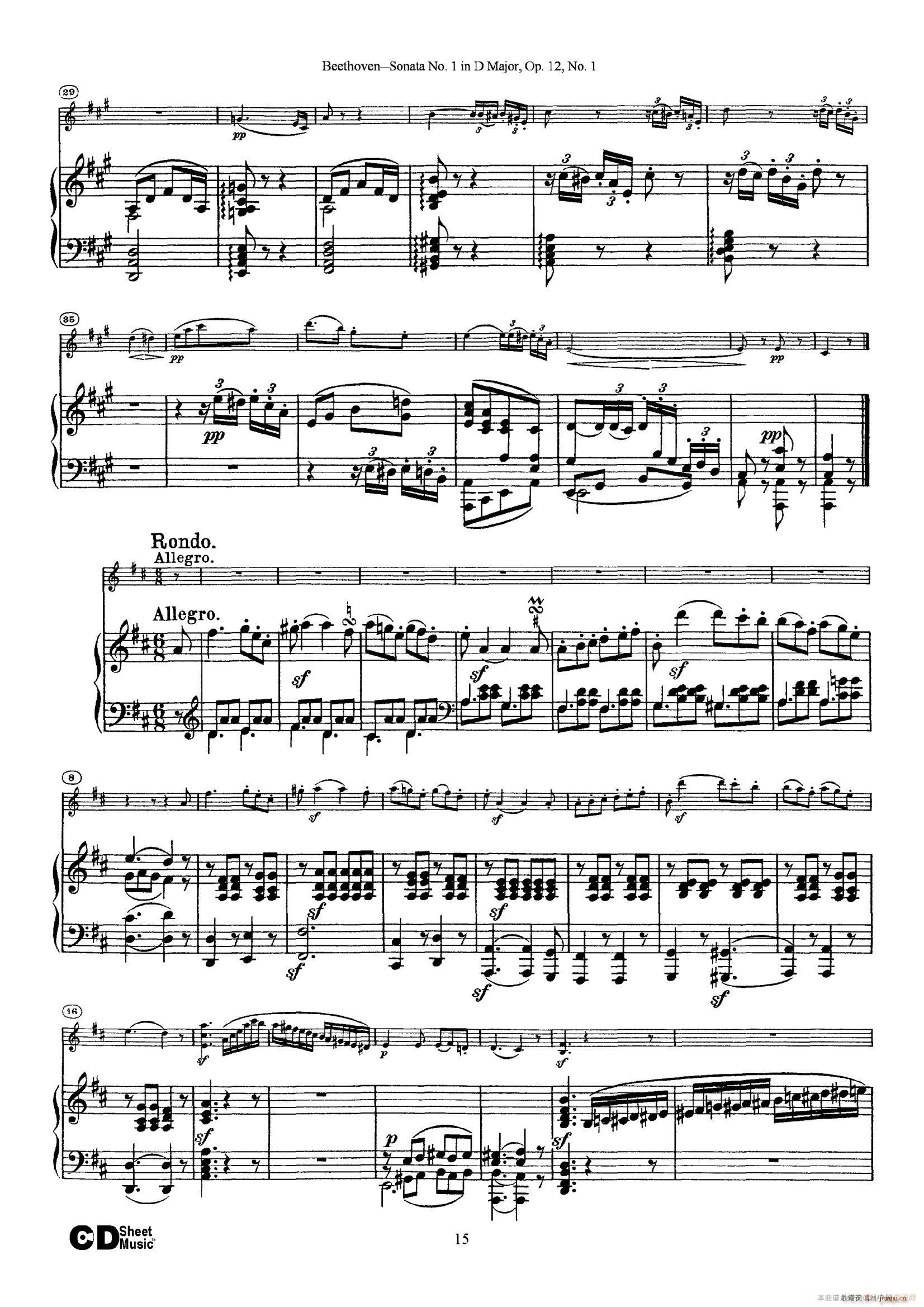 DһС Sonata No 1 in D Major Op 12 No 1 ٰ()15