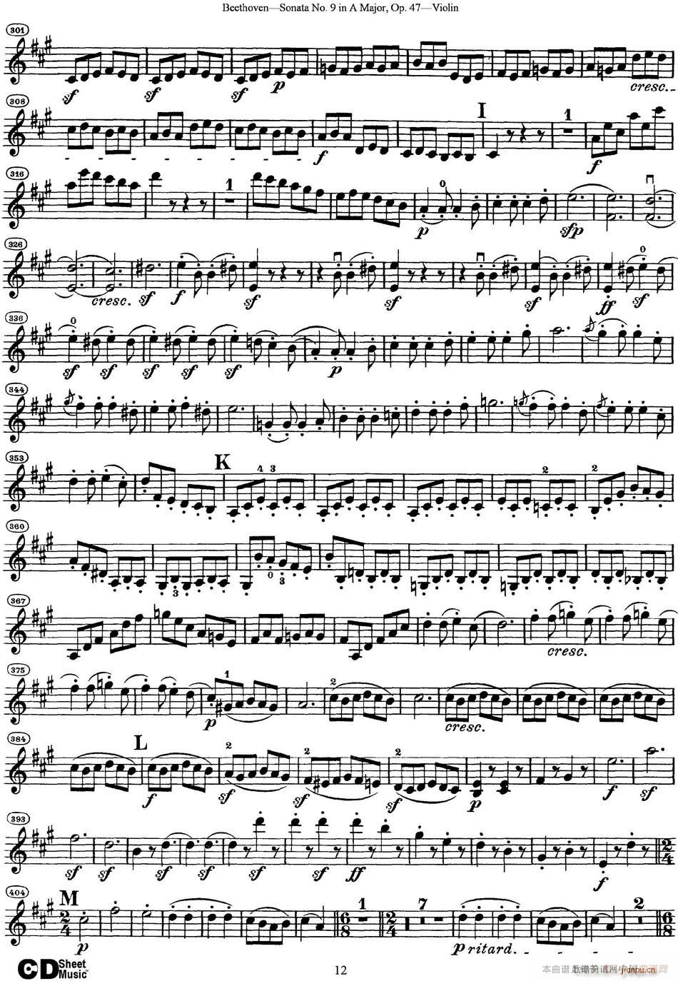 Violin Sonata No 9 in A Major Op 47(С)12