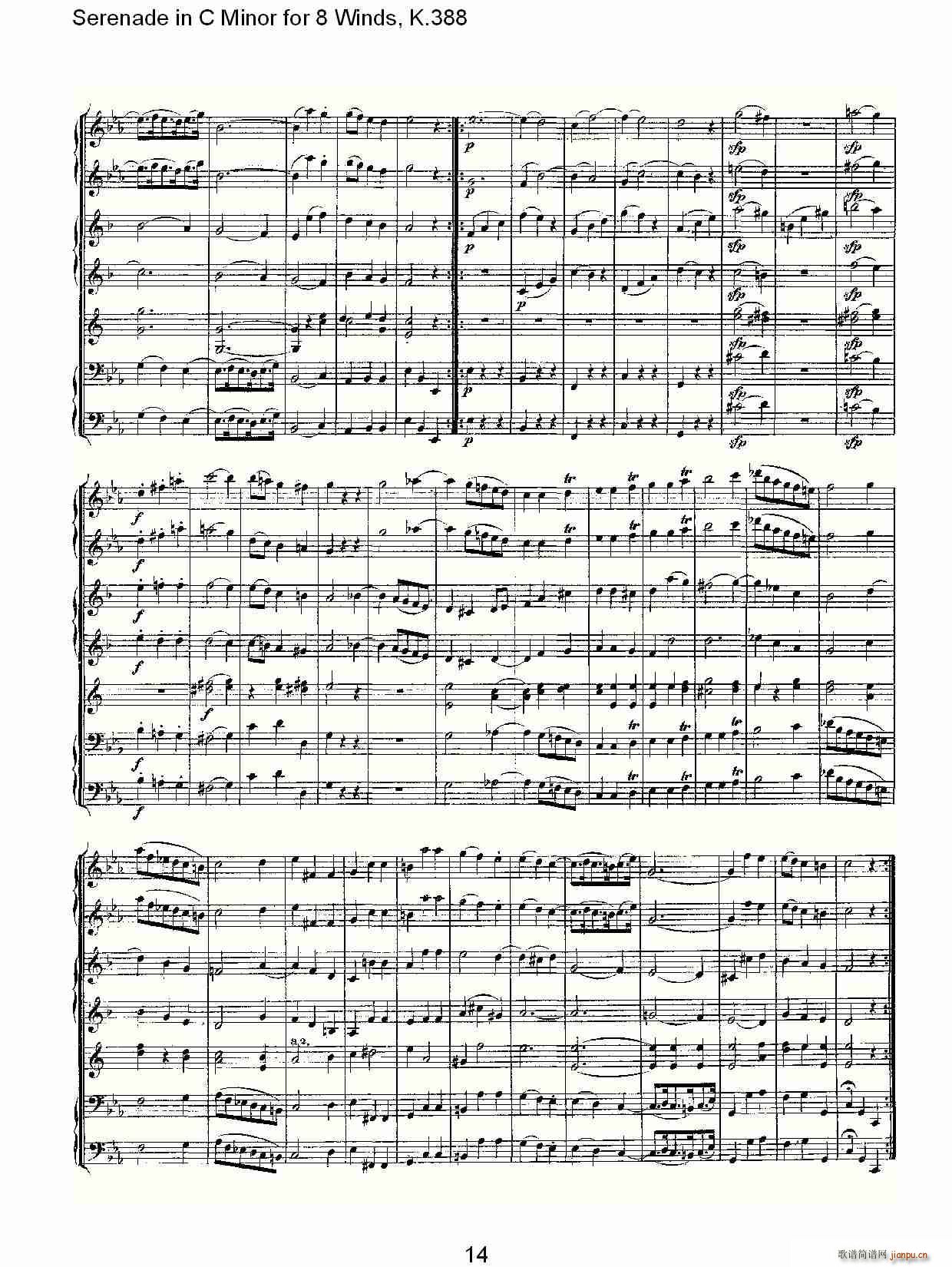 Serenade in C Minor for 8 Winds, K.388(ʮּ)14