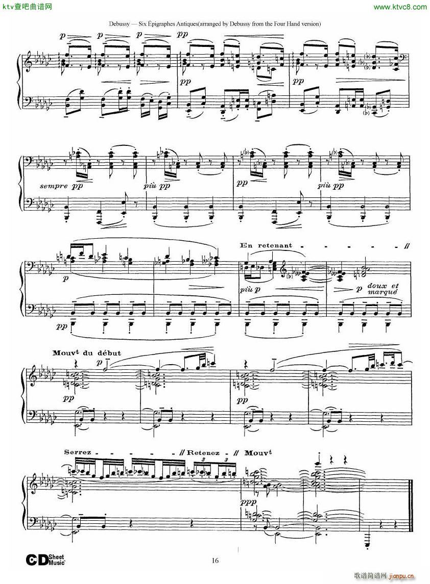 Debussy Sex pigraphes Antique 1 Piano()16