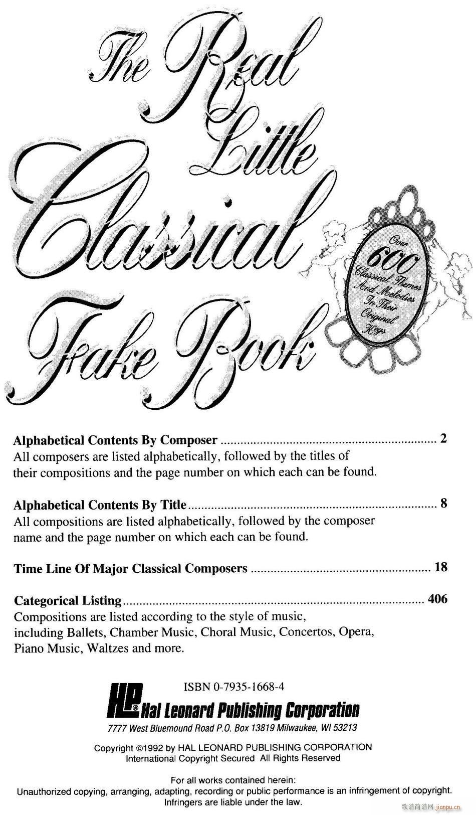 The Real Little Classical Fake Book P1 20(ʮּ)1