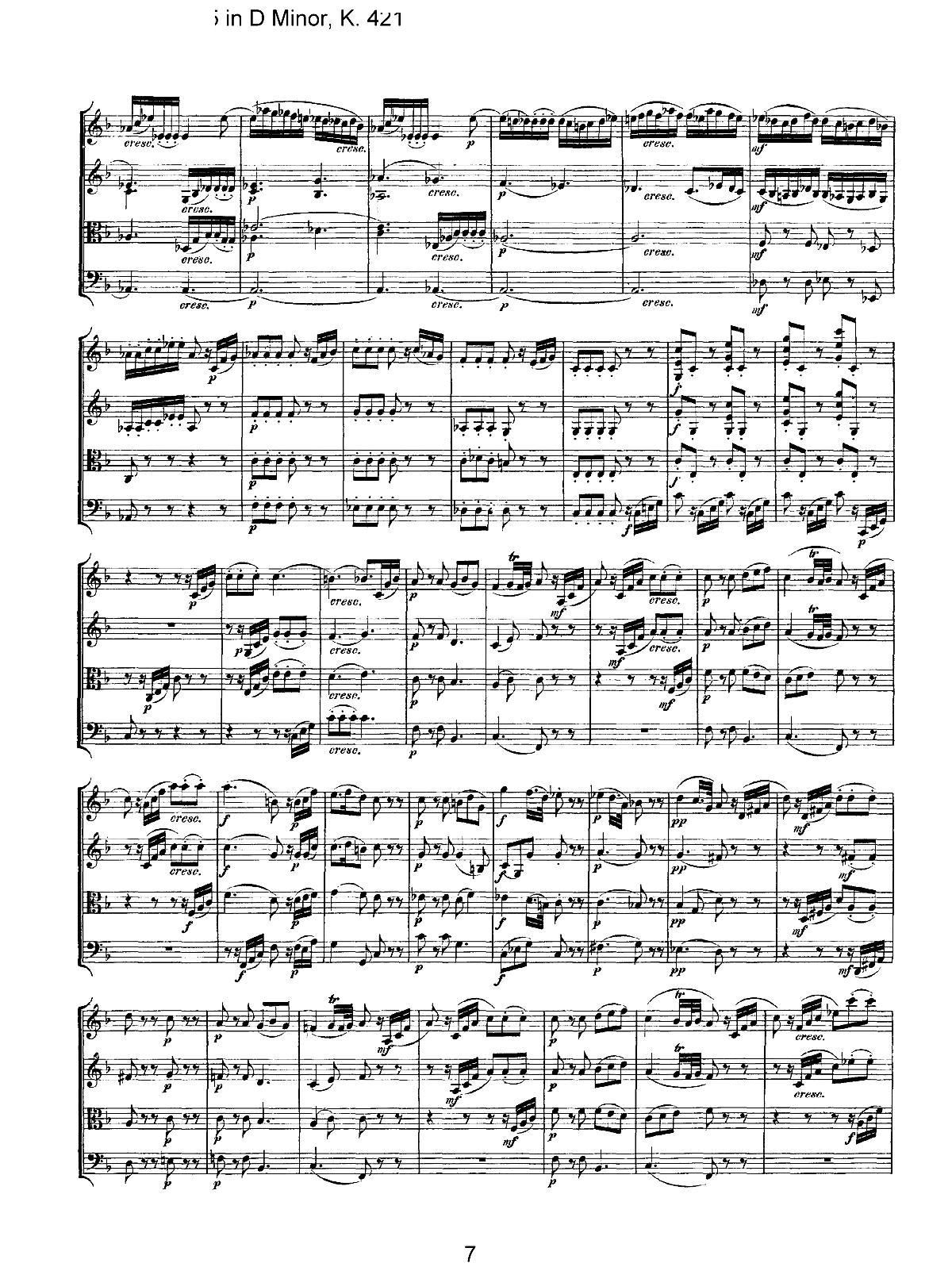 Mozart Quartet No 15 in D Minor K 421()7