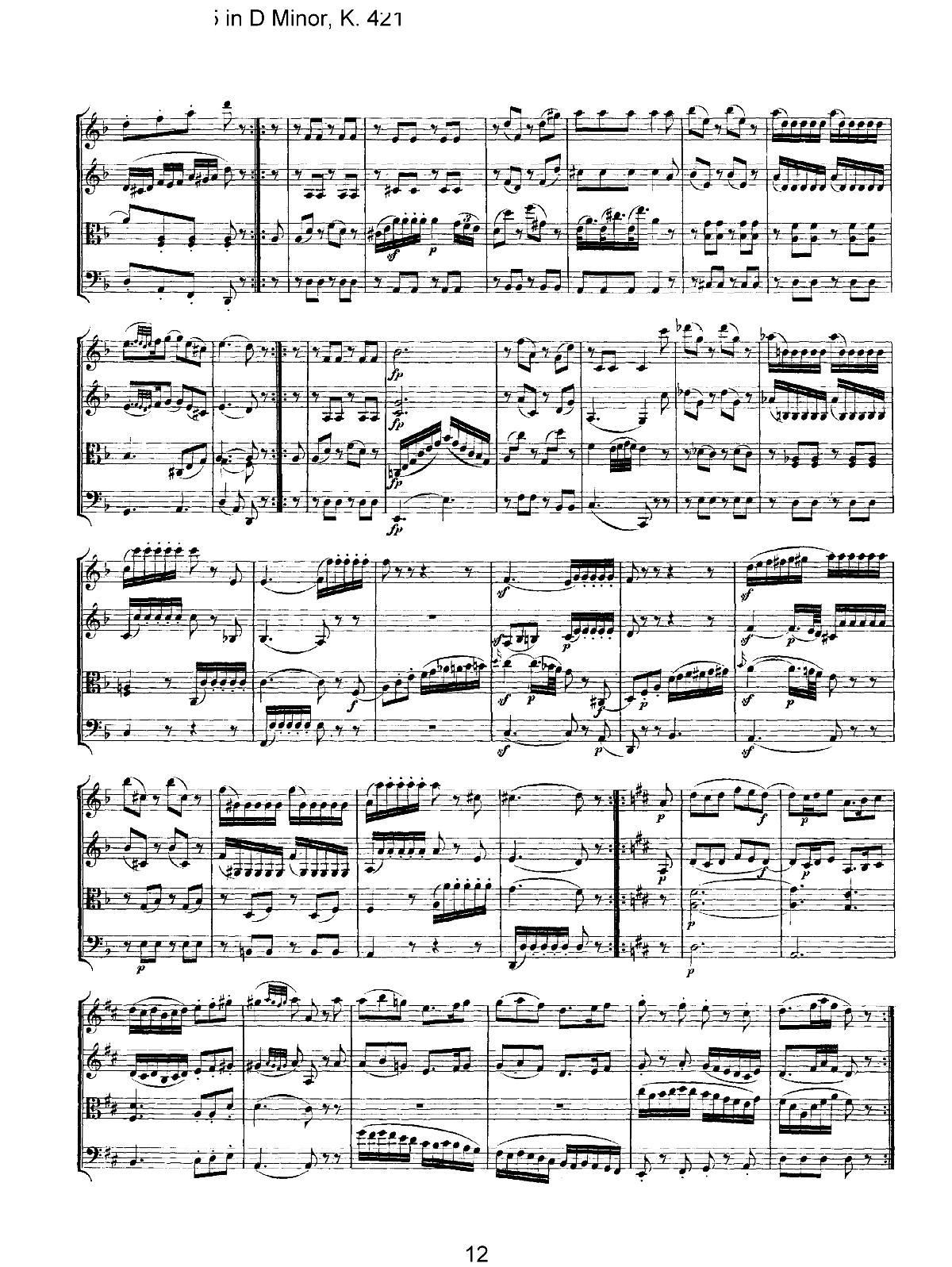 Mozart Quartet No 15 in D Minor K 421()12