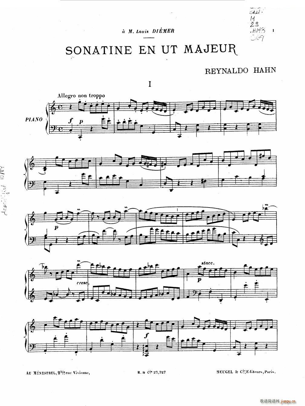 Hahn Reynaldo Piano sonatina Piano sonatina(ʮּ)1