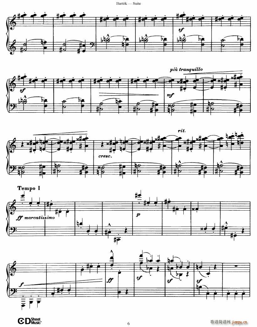 Bartok SZ 62 Suite for Piano op 14()6