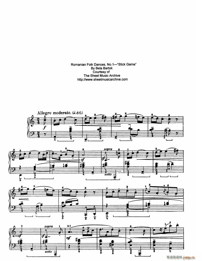 Bartok SZ 56 Six Romanian Folkdances()1