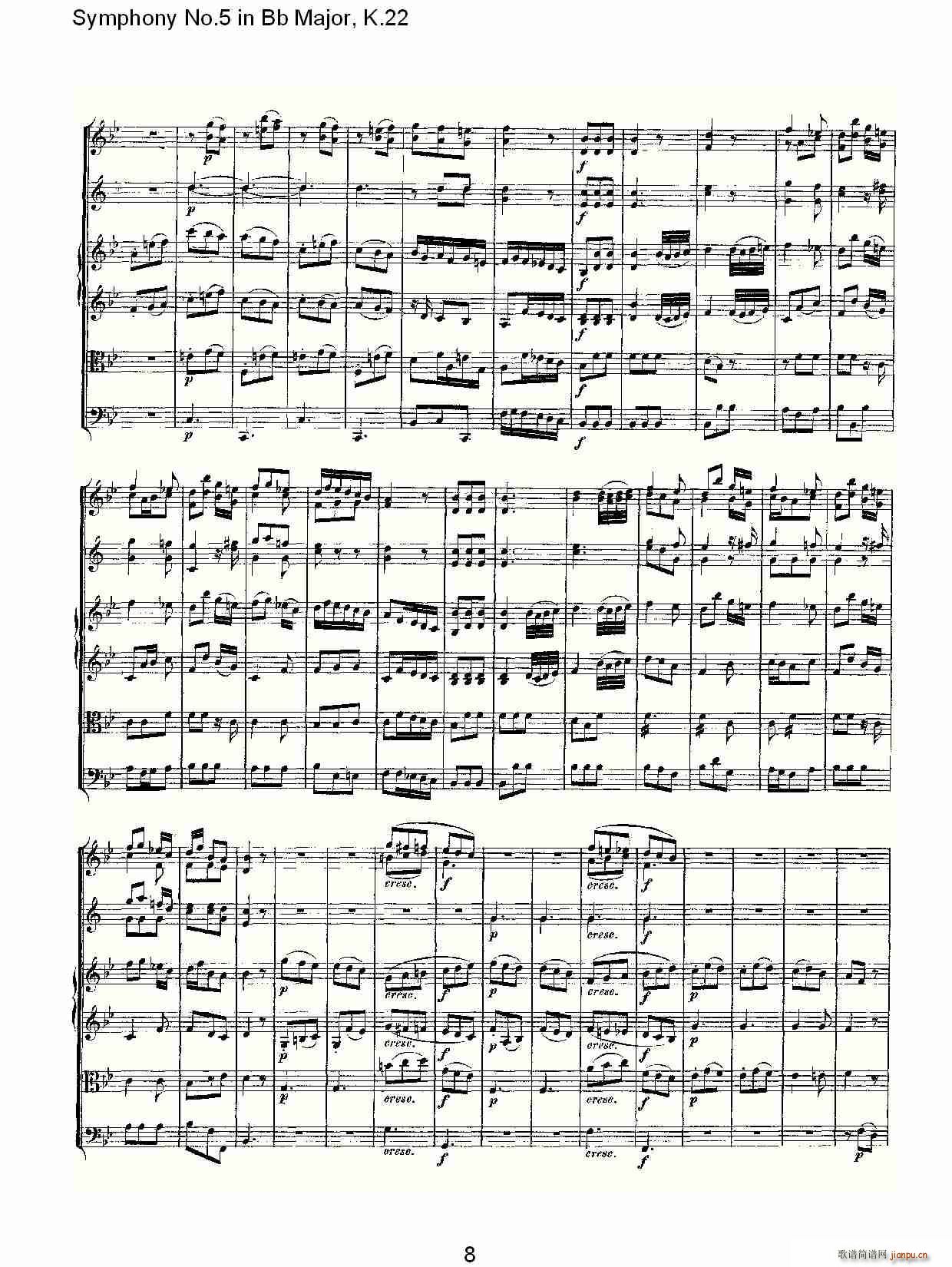 Symphony No.5 in Bb Major, K.22(ʮּ)8