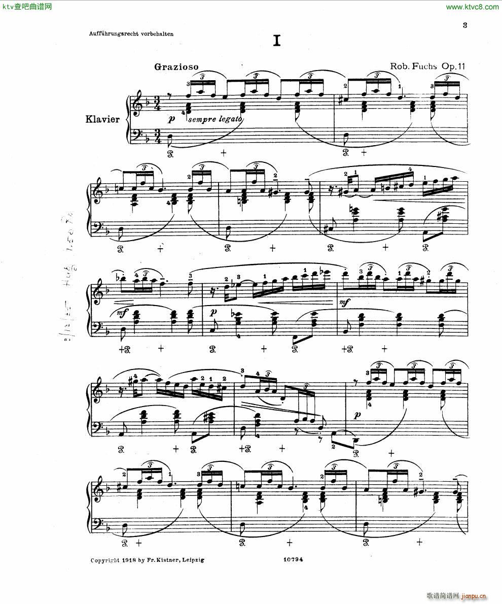 Fuchs Robert Improvisation pour clavier op 11()1