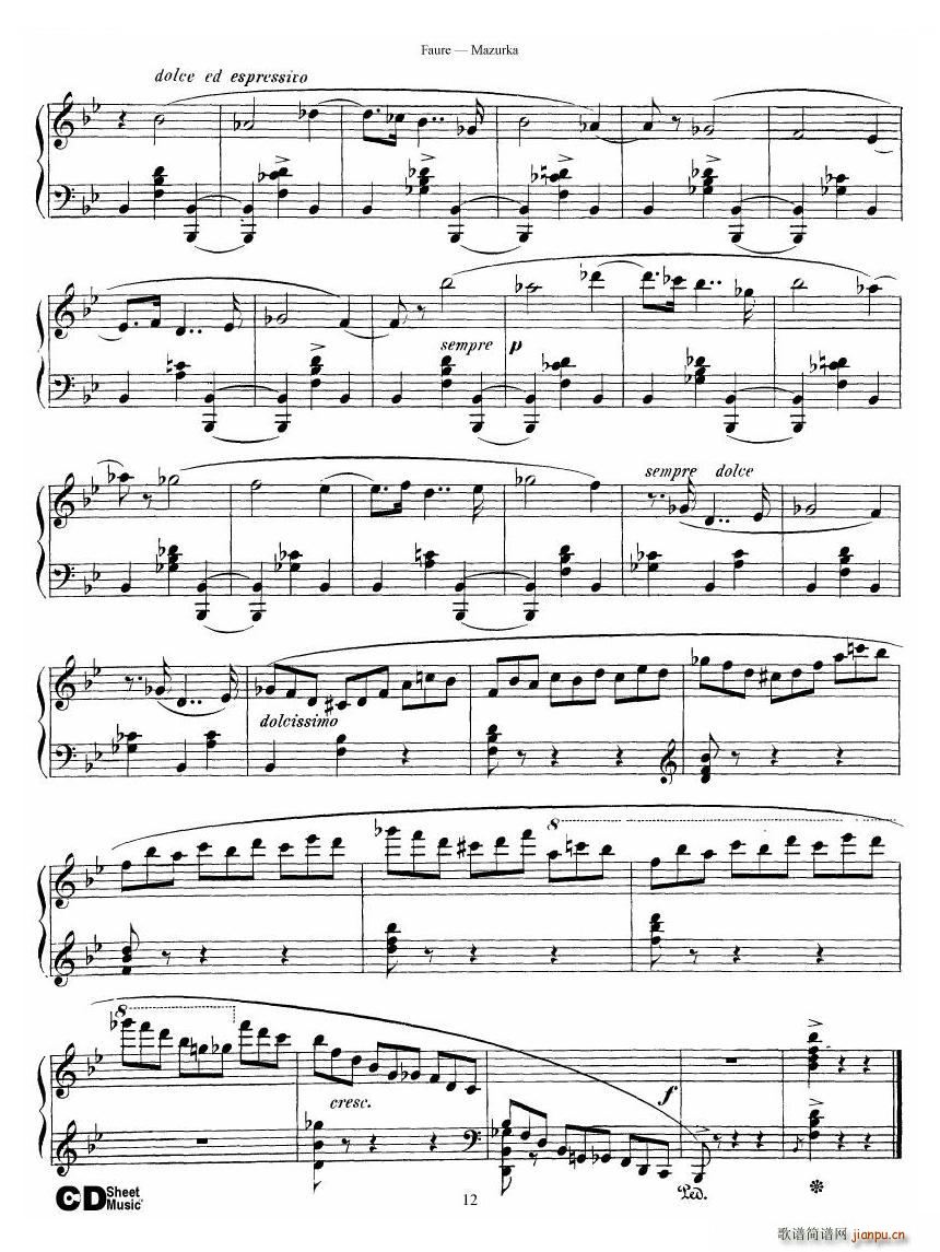 Faure Mazurka Op 32 Mazurka Op 32(ʮּ)12