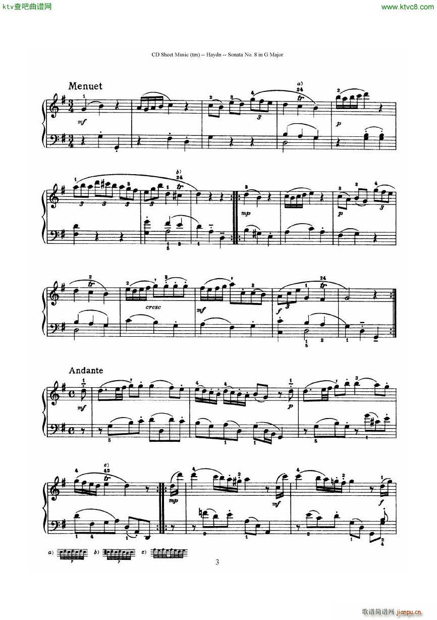 Haydn Joseph Sonata no 8 in G Major()3
