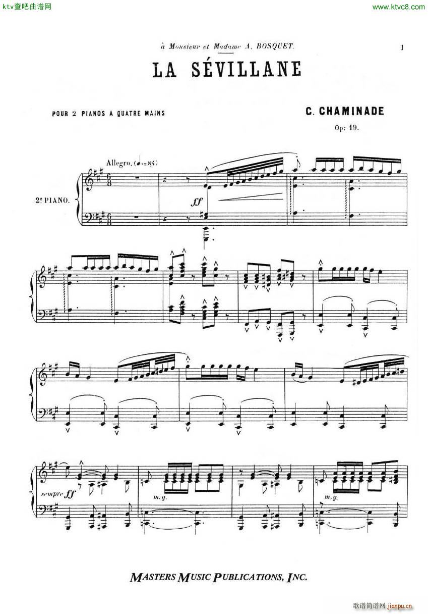 Chaminade Cecil La Sevillane for 2 pianos 4 hands()10